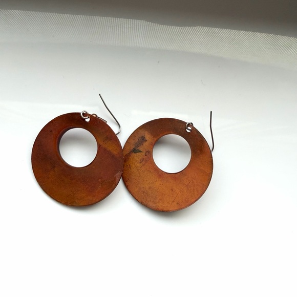 Metal Dangling Hoop Earrings - Picture 2 of 2